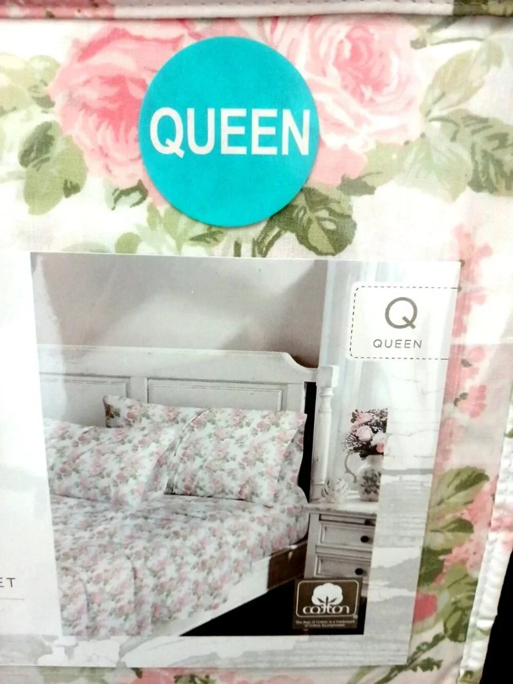 Shabby Chic Rachel Ashwell Farmhouse QUEEN sheet set Pink Floral Roses